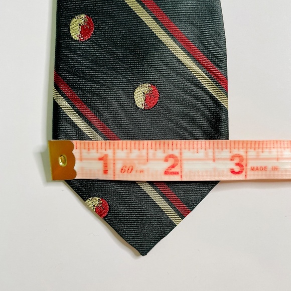 Gant by Michael Bastian Black Red Gold Stripe & Circle Dot Pattern Slim Silk Tie - Picture 10 of 10